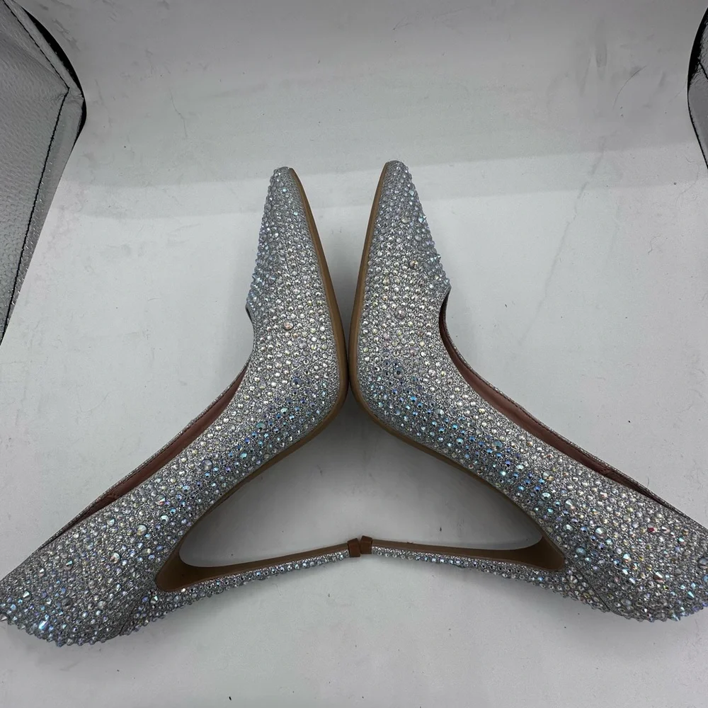 Sparkling Silver Elisabet Tang NEW STUNNING 5” Rhinestone Heels PERFECTION 8.5 M - Picture 9 of 16